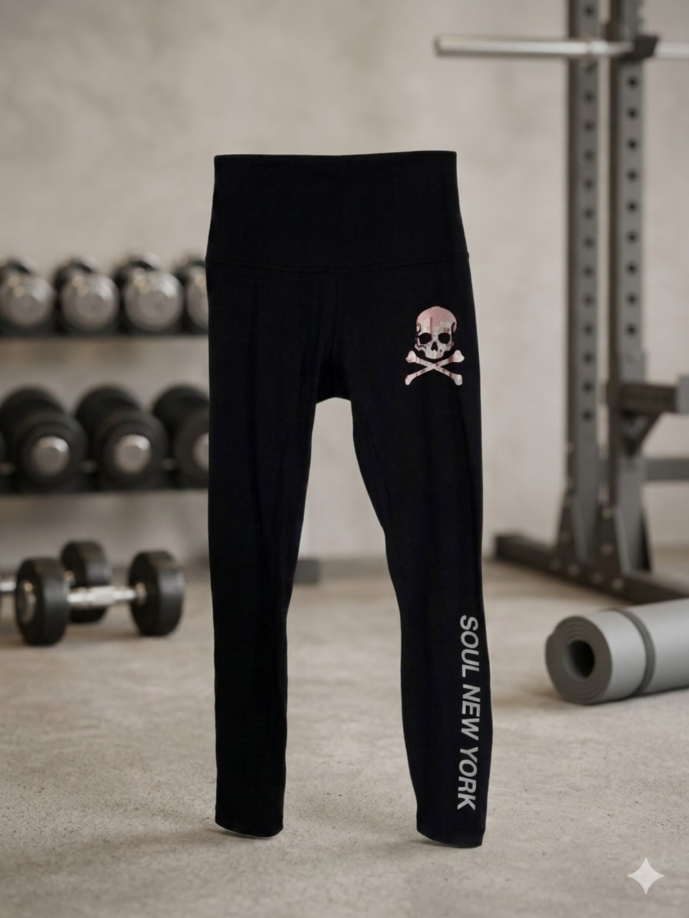 lululemon athletica Soul Black Leggings with Pink Skull Graphic